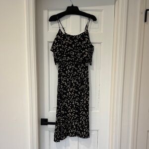 Whistles Black Midi Dress with White Floral Print